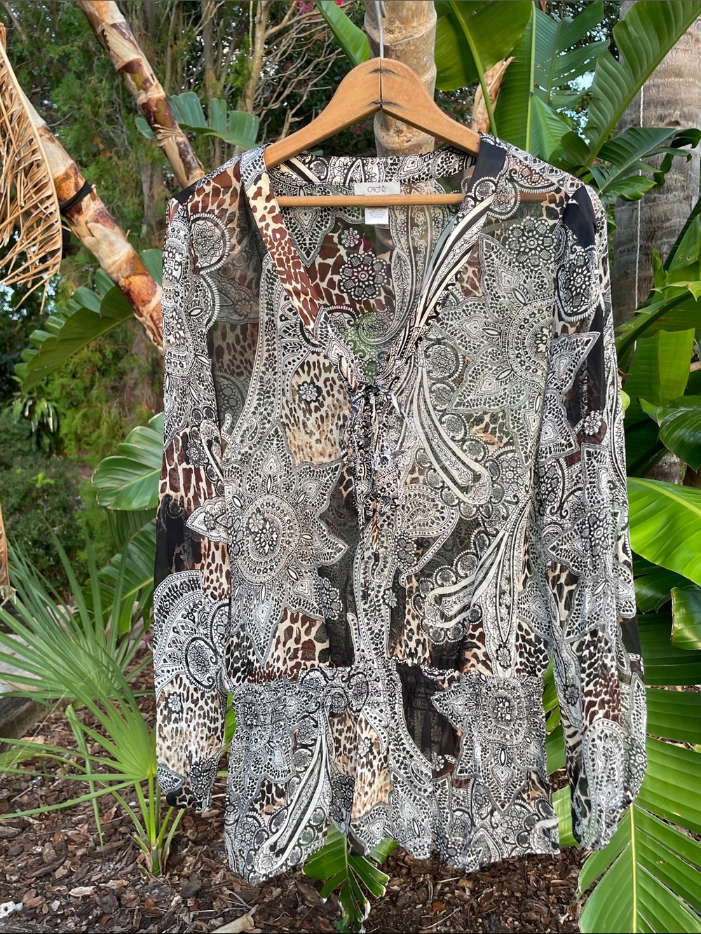 silk Leopard, print and Paisley sheer blouse
